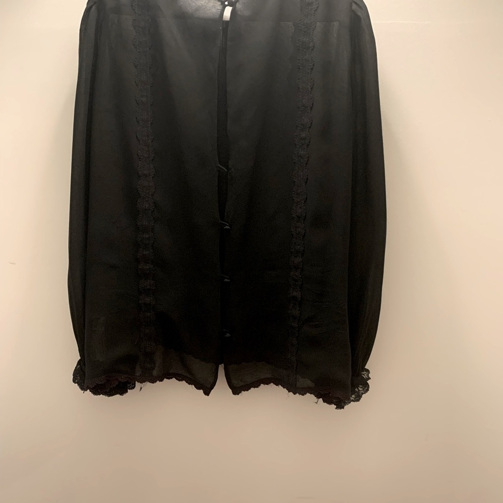 Vintage Black silk and lace Carolina Herrera blouse